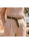 Paper Rope Woven Belt, 115 cm, Khaki