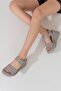 Ermani Women's Genuine Leather Wedge Heel Sandals Ice Gray - 4