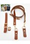 Tan Single Layer Faux Leather Bag Set with Light Gold Metal