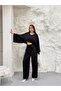 Black V-Neck Bat Sleeve Blouse Pants Set - 40119 - 4