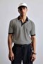 Men's Regular Fit Striped Polo Collar Knitted T-Shirt Black - 5