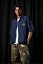 Men's Back Printed Short Sleeve 100% Cotton Shirt Navy Blue - 3