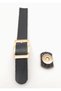 18X2 cm Black Color Real Leather Buckle Bag Cover with Light Gold Metal - 2