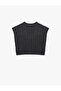 Sleeveless V-Neck Teddy Bear Detailed Hair Knitted Oversize Sweater - 4