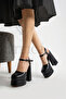 Evening Dress Shoes, Bridal Shoes - Double Layer Platform High Chunky Heel Shoes 7-9950 - 2