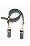 Real Leather Adjustable Long Handle 2.3X130 Black with Light Gold Metal