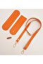 Faux Leather Wooden Button Mini Bag Mobile Phone Set Orange Color Light Gold Meta - 4