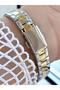 Women's Watch Silver & Gold Metal Band White Stone Dial - 3