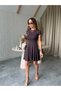 Buketli̇ Women's Crew Neck Skirt V Ruffled Short Sleeve Knitted Short Dress - 5