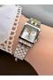 Milano Women's Wristwatch – Stone Dial, Square Case, Silver Gold Metal Band - 2