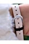Women's Brown Cream Dual Color Vegan Leather Metal Frame Gradient Dot Display Elegant Wristwatch - 2