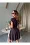 Buketli̇ Women's Crew Neck Skirt V Ruffled Short Sleeve Knitted Short Dress - 4