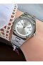 Women's Round Stone Dial Silver Metal Band Wristwatch - 2