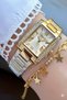 Rectangle Stone Rose Gold Metal Cord Women Wrist Watch - 2