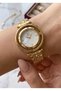 Women's Gold Silver Metal Cord Stone Detailed Wristwatch with 2 Years Warranty - 2