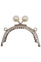 Angel Bag Accessory 8.5 cm Pearls Oval Wallet Purse Clip Burse with Silver Metal