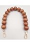 Angel Bag Accessory 40 cm Wooden Beaded Tan Color Hook Single Handle Light Gold Metal - 2