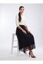 Apsen Women's Black Polka Dot Lined Chiffon Long Length Woven Skirt 2201-95 - 8