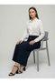 Apsen Women's Navy Blue Seasonal Long Pencil Skirt with Bow Detail 2108-95 - 5