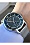 Men's Dark Blue Moving Detail Dial Silver Mesh Cord Analog Watch