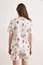 Women's Teddy Bear White 100% Cotton Shorts Pajama Set Pjm-00000027 - 6