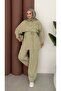 Buckle Detailed Women's Top and Bottom Mina Set Green - 4