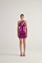 One-Shoulder Detailed Shiny Mini Thea Dress Pink - 5