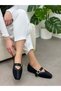 Black Suede (Luna) Leather Piece Detail Women's Ballerinas - 5