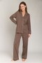 Nina Knitted Long Sleeve Shirt and Pants Set Pajama Set - Bitter Brown