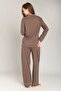 Nina Knitted Long Sleeve Shirt and Pants Set Pajama Set - Bitter Brown - 4