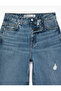 Cotton High Waist Distressed Wide Leg Denim Trousers - Wide Leg Jeans - 8