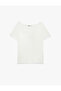 Slim Fit Short Sleeve V-Neck T-Shirt with Lace Detail - 4