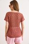 Women's Dusty Rose V-Neck Openwork Cotton Knitwear Blouse Blz-19003284 - 6
