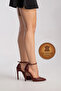 Genuine Leather Burgundy Leather Pointed Toe Ankle Strap High Thin Heeled Shoes Jenna - 7