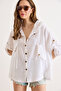 Women's White Boho Accessory Pocket Hooded Washable 100% Cotton Thin Jacket Ckt-19000517 - 3