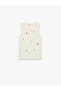 Crew Neck Sleeveless Knitwear Undershirt with Bead and Floral Embroidery Detail - 4
