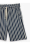 Striped Shorts with Elastic Waist and Pocket Detail - 5