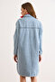 Women's Light Blue Oversize Washed Denim Tunic Dress with Pockets Elb-19002613 - 6