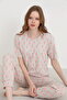 طقم بيجامة نسائية قطنية مطبوعة