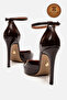 Genuine Leather Brown Patent Leather Pointed Toe Ankle Strap High Thin Heel Shoes Jenna - 4
