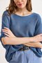 Women's Indigo Boat Neck Bat Mercerized Knitwear Blouse Blz-19003277 - 5