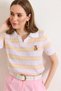 Women's White Polo Collar Teddy Bear Embroidered Seasonal Knitwear Blouse Blz-19003283