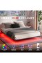 modern bed: floating metal frame, smart LEDs, charging hub. Easy setup, no box spring. - 7
