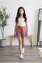 Girls' Multi-Colored Geometric Patterned Belted Skirt Shorts - Summer Comfortable Fit