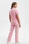 Girl's 2-Piece Set: Stand Collar Half-Zip Short Sleeve Embroidered T-Shirt & Elastic Waist Loose Pants - 3