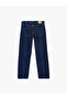 High Waist Straight Leg Ribbed Denim Trousers - Straight Fit Jeans - 2
