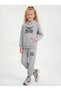 Kangaroo Pocket Hooded Girls' Tracksuit Set with Cat Print Detail - 4