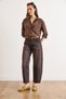 Women's Brown High Waist Pocketed Barrel Jean Jea-19000131 - 2