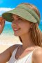 Women's Summer Straw Visor Hat Foldable Wide Brim Beach Hat