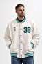 Unisex College Jacket Relaxed Fit Buttoned Casual Oversize Bomber Jacket